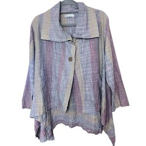 Yasuko Kurisaka Lagenlook 100% Cotton Boxy Slouchy Plaid Shirt Jacket ONE SIZE